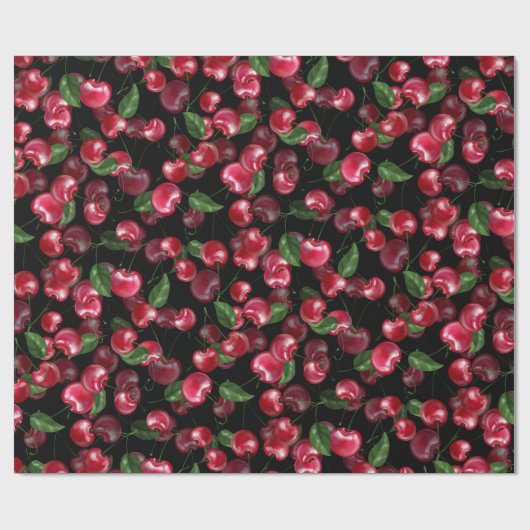 Cherry Fruit auf schwarz Geschenkpapier (Flach)