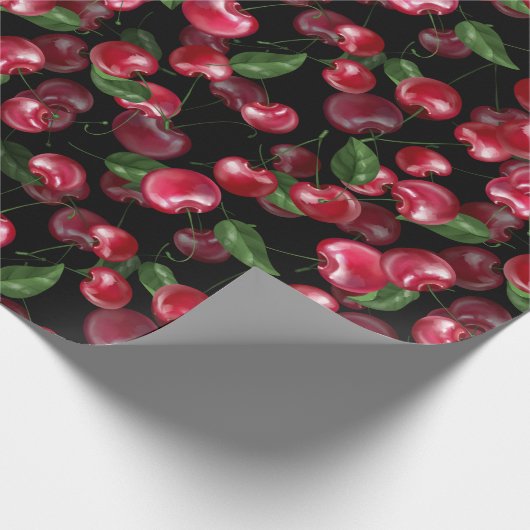 Cherry Fruit auf schwarz Geschenkpapier (Ecke)