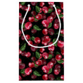 Cherry Fruit auf schwarz Kleine Geschenktüte (Rückseite)