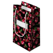 Cherry Fruit auf schwarz Kleine Geschenktüte (Vorderseite Schrägansicht)