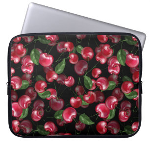 Cherry Fruit auf schwarz Laptopschutzhülle
