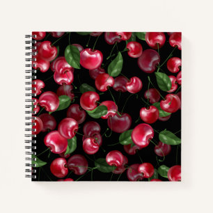 Cherry Fruit auf schwarz Notizblock