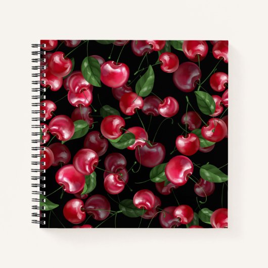 Cherry Fruit auf schwarz Notizblock (Vorderseite)