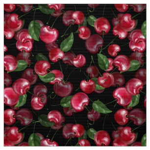 Cherry Fruit auf schwarz Stoff