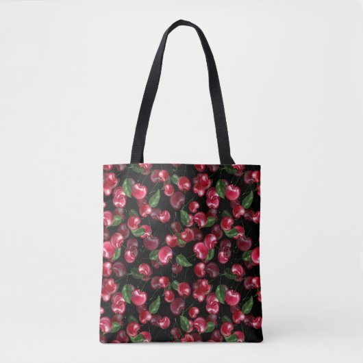 Cherry Fruit auf schwarz Tasche (Vorderseite)