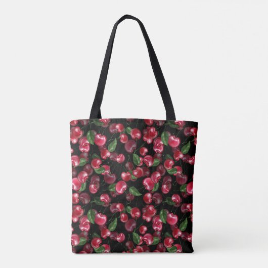 Cherry Fruit auf schwarz Tasche (Rückseite)