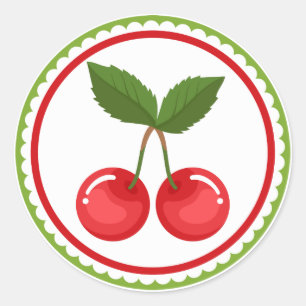 Cherry Fruit Blume Emblem Runder Aufkleber