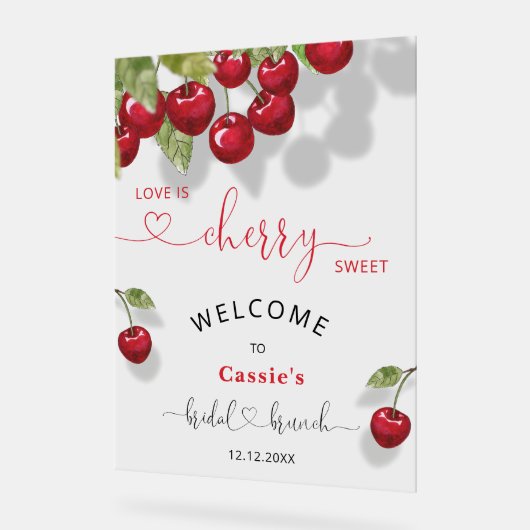 Cherry Fruit Bridal Brunch Willkommen Acrylschild (Winkel)