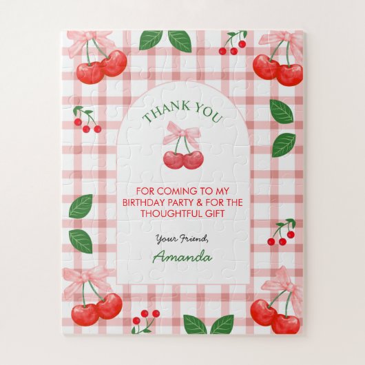 Cherry Fruit First Birthday Party Gift Girl Puzzle (Vertikal)