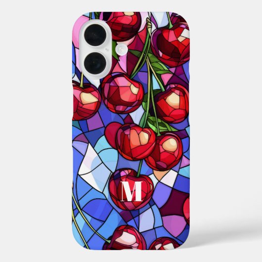 Cherry Fruit Hartglas Monogramm Case-Mate iPhone Hülle (Rückseite)