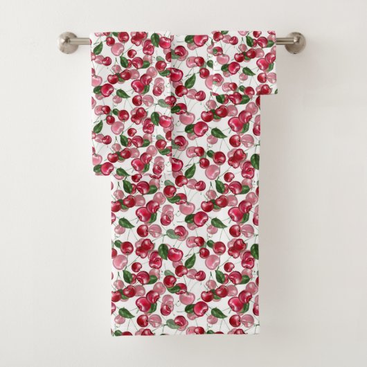 Cherry Fruit-Muster Badhandtuch Set (Insitu)