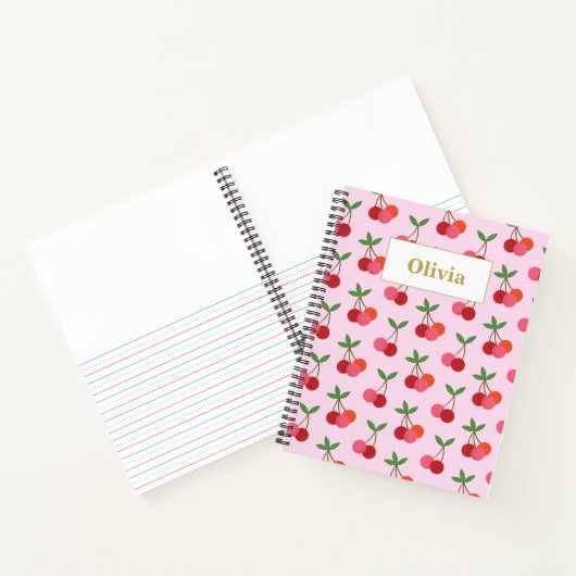 Cherry Fruit Muster Personalisiert Story Journal Notizblock (Innenseite)