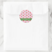 Cherry Fruit Pink Grün Niedliche Babydusche Runder Aufkleber (Tasche)