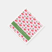 Cherry Fruit Pink Grün Niedliche Babydusche Serviette (Ecke)