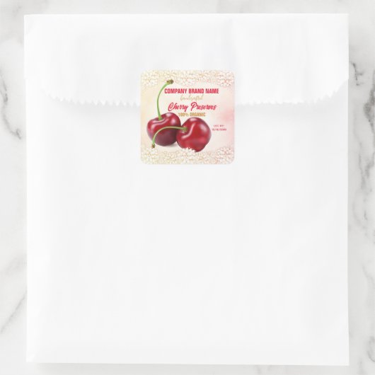 Cherry Fruit Quadratischer Aufkleber (Tasche)