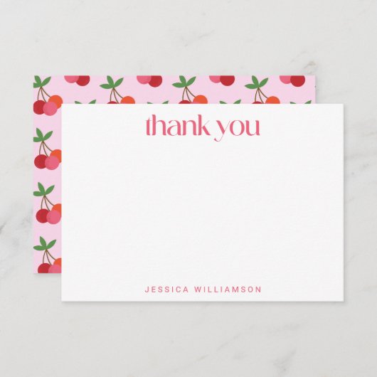Cherry Fruit Red Pink Niedliche Dusche Dankeskarte (Vorne/Hinten)