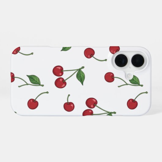 Cherry Fruit Repeat Pattern Design iPhone 16 Hülle (Rückseite (Horizontal))