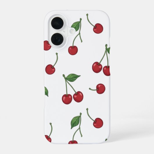 Cherry Fruit Repeat Pattern Design iPhone 16 Hülle (Rückseite)
