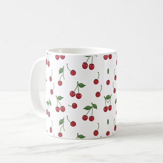 Cherry Fruit Repeat Pattern Design Kaffeetasse (Vorderseite Links)