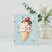 Cherry Fudge Icecream Postkarte (Stehend Vorderseite)
