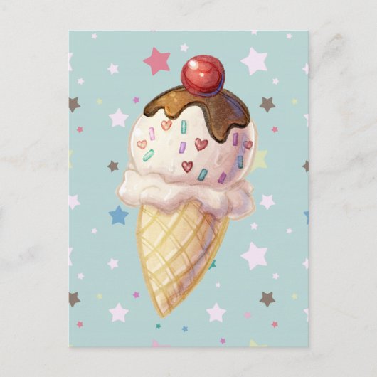 Cherry Fudge Icecream Postkarte (Vorderseite)