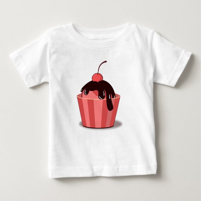 Cherry Fudge Sundae Kleinkind Ruffle T-Shirt (Vorderseite)