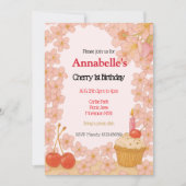 Cherry Geburtstag 1. Kirschbeere Thema Inv Einladung (Vorderseite)