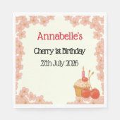 Cherry Geburtstag 1. Kirschbeere Thema Serviette (Vorderseite)