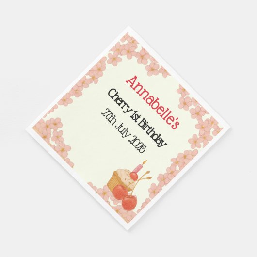 Cherry Geburtstag 1. Kirschbeere Thema Serviette (Ecke)
