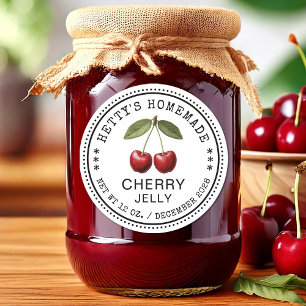 Cherry-Gelee-Konservenaufkleber mit Vintagen Kirsc Runder Aufkleber