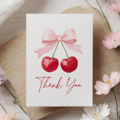 Cherry Gingham Baby Shower Dankeskarte