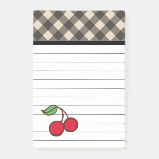 Cherry Gingham Post It Notes Post-it Klebezettel (Vorderseite)