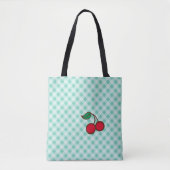 Cherry Gingham Retro Beach Travel Tote Bag Geschen Tasche (Vorderseite)