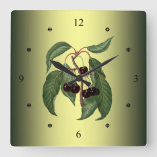 Cherry ~ Giorgio Gallesio ~ Botanisches Obst ~ Quadratische Wanduhr