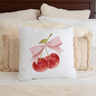Cherry Girl-Dekoration, rosa Coquette Bow Cherry Kissen