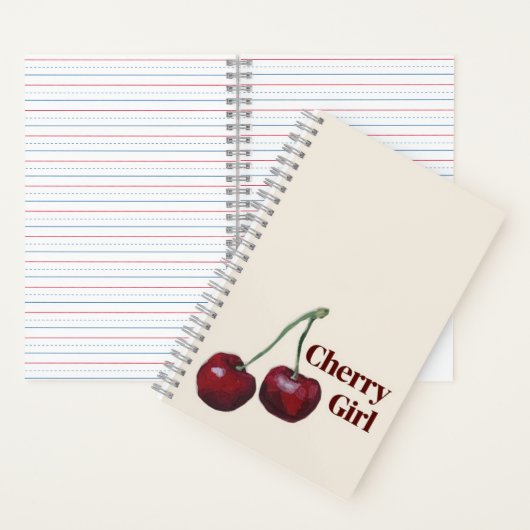 Cherry Girl Minimalistische Kunst Notizblock (Innen)