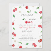 Cherry Girl zum ersten Geburtstag Einladung (Vorderseite)
