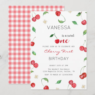 Cherry Girl zum ersten Geburtstag Einladung