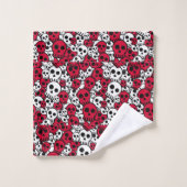 Cherry Gothic Skull Muster Print Badhandtuch Set (Waschlappen)