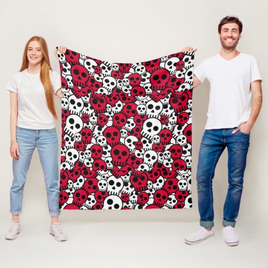 Cherry Gothic Skull Muster Print Fleecedecke (Beispiel)