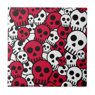 Cherry Gothic Skull Muster Print Fliese