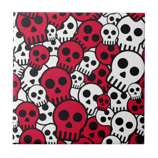 Cherry Gothic Skull Muster Print Fliese (Vorderseite)