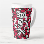 Cherry Gothic Skull Muster Print Milchtasse (Rechte Ecke)