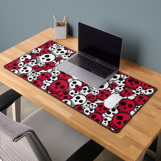 Cherry Gothic Skull Muster Print Schreibtischunterlage (Büro 2)