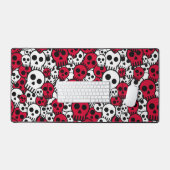 Cherry Gothic Skull Muster Print Schreibtischunterlage (Tastatur & Maus)