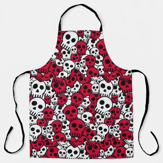 Cherry Gothic Skull Muster Print Schürze (Vorderseite)