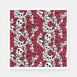 Cherry Gothic Skull Muster Print Serviette