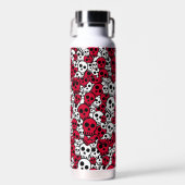 Cherry Gothic Skull Muster Print Trinkflasche (Vorne)