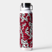 Cherry Gothic Skull Muster Print Trinkflasche (Rückseite)