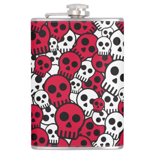 Cherry Gothic-Totenkopf-Musterdruck Flachmann (Vorderseite)